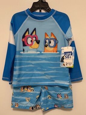 NWT Bluey UPF 50+ Rash Guard Swim Set 3T